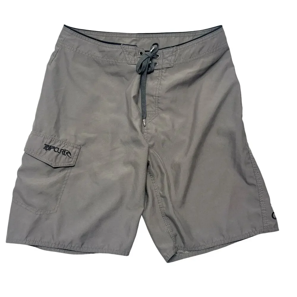 Rip Curl Shorts 34 Mens Gray Cargo Trunks Swim Surfing Summer Boardshort